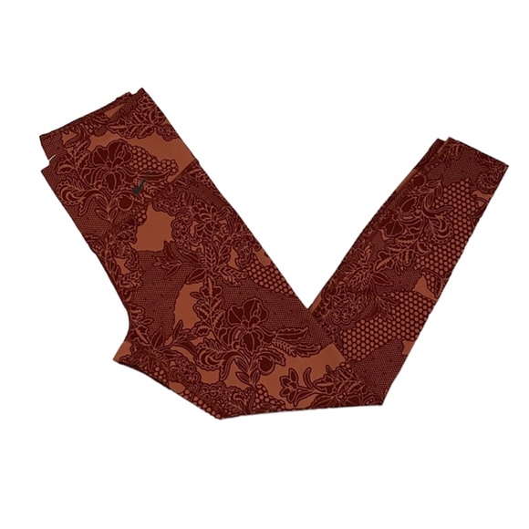 Nike Dri-Fit Burnt Orange Lace Print Leggings - Picture 1 of 8